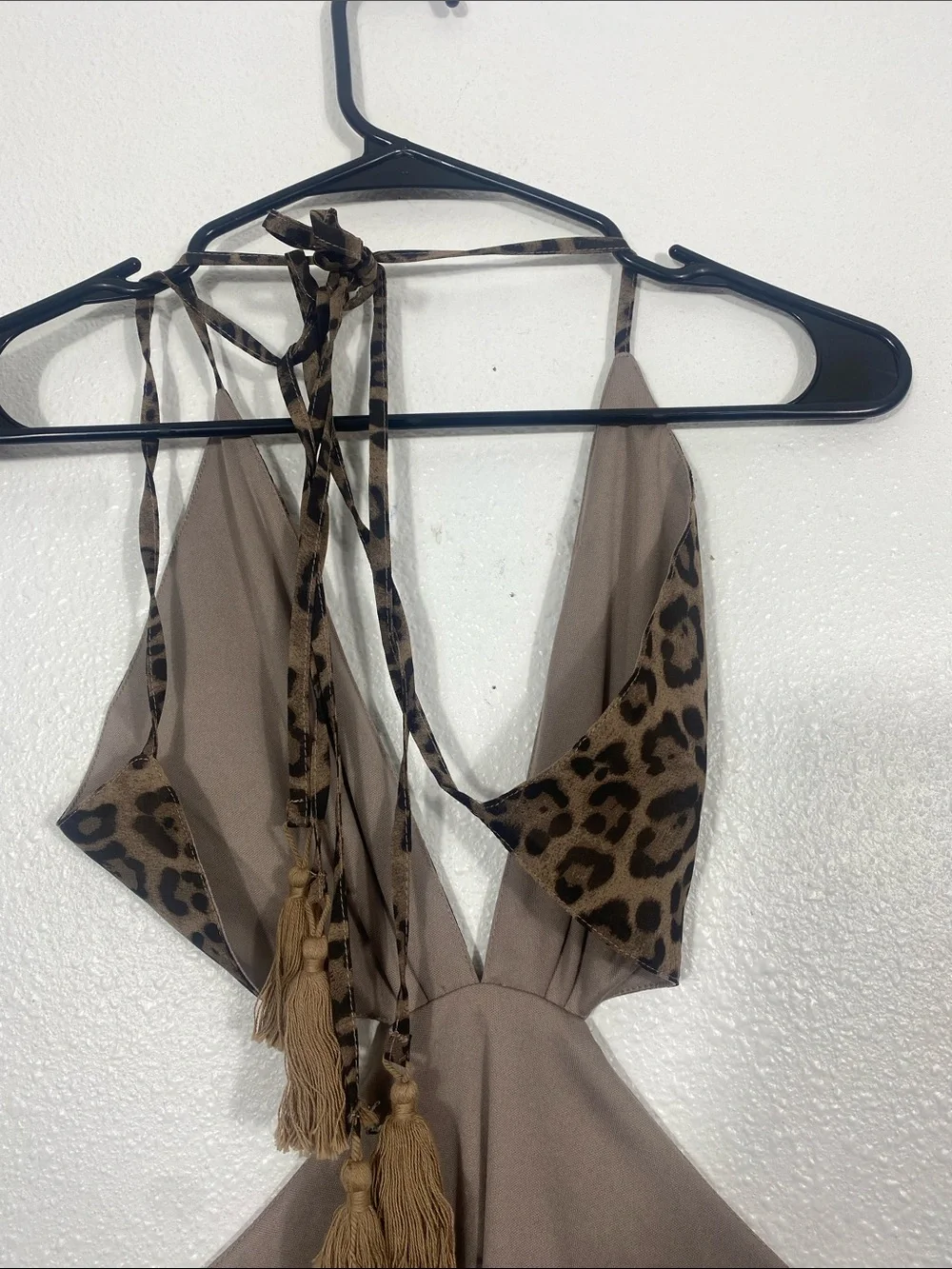 Fashion Nova Leopard Print Halter Cutout Maxi Dress - Brown Size S